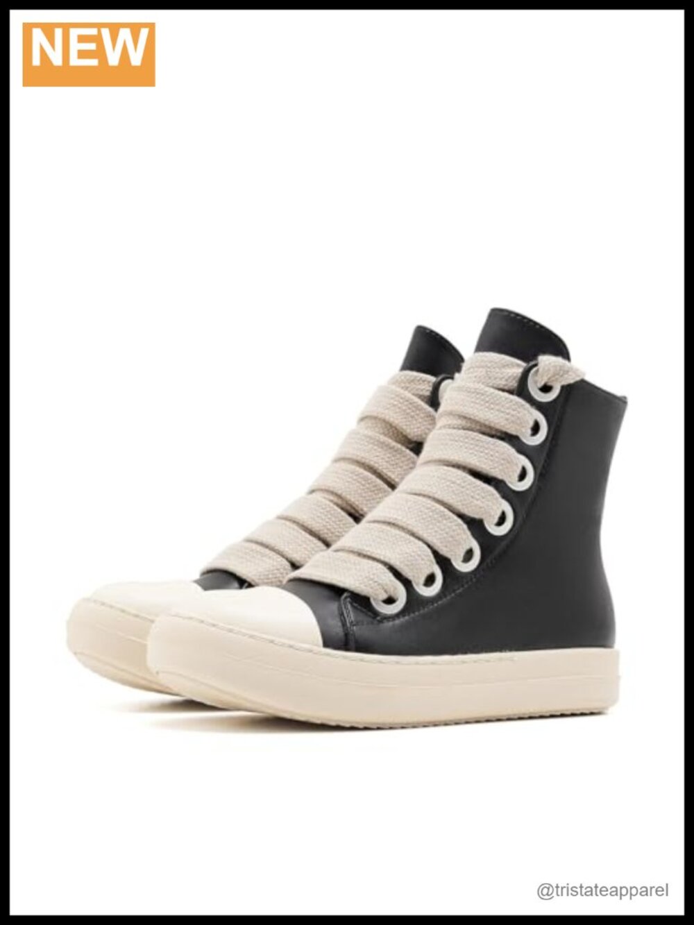 High Top Platform Sneakers Jumbo Lace-up Vegan PU Leather Casual Shoes